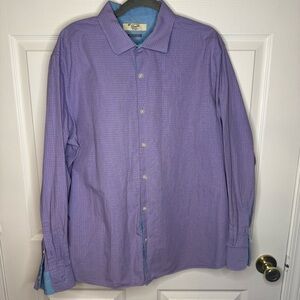 Original Penguin Men's Blue Red Plaid Button Down Shirt Size 17.5 34/35 GUC